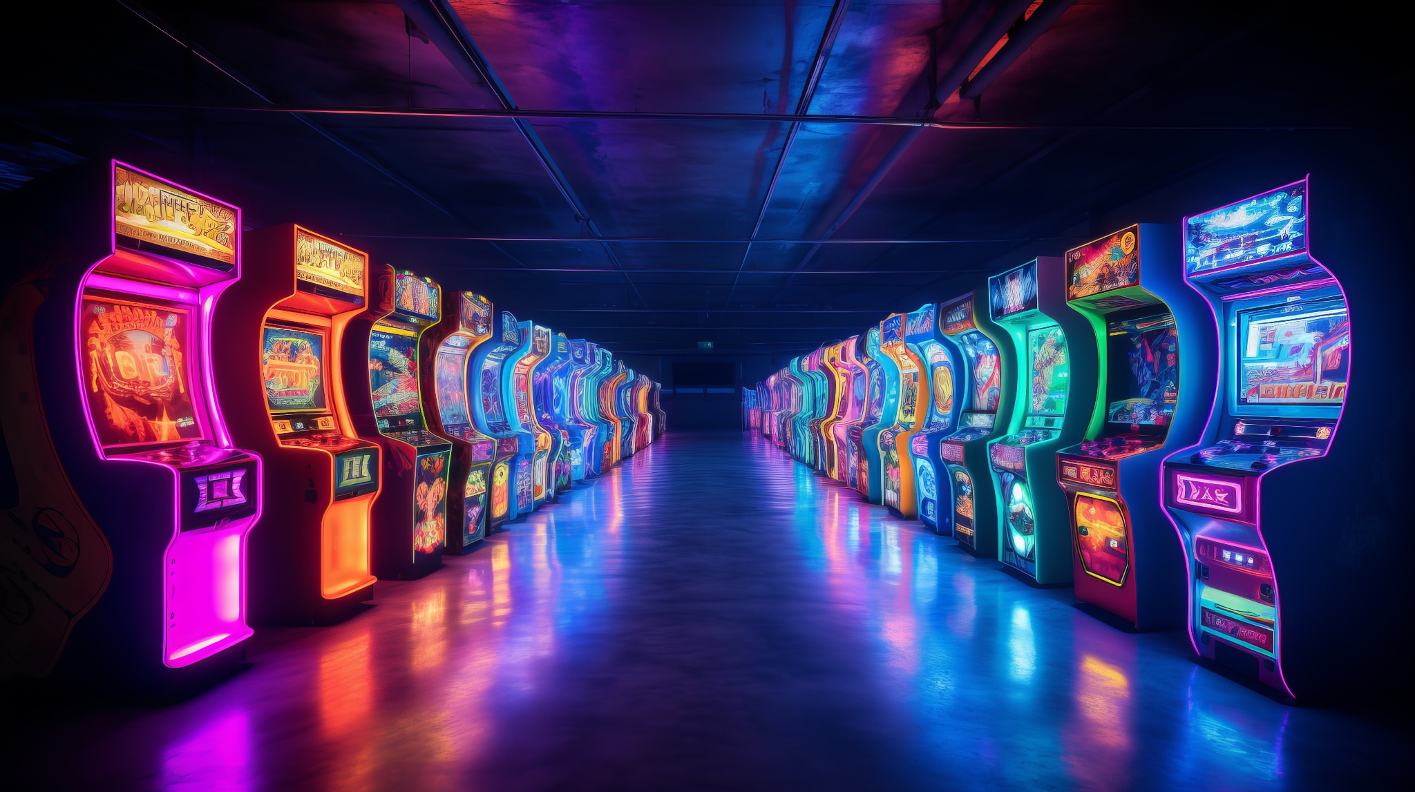 A row of arcade machines