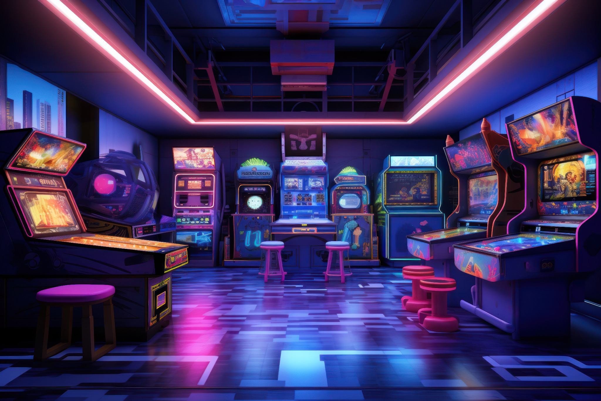 Arcade machines lined up